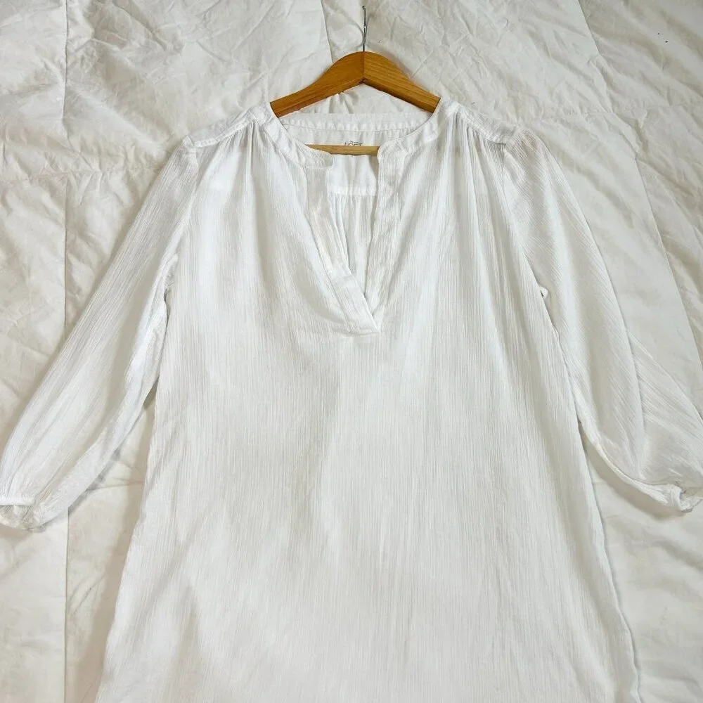 NWOT LOFT Beach White V-Neck Swimsuit Cover-Up Cotton Beach Dress Size Medium